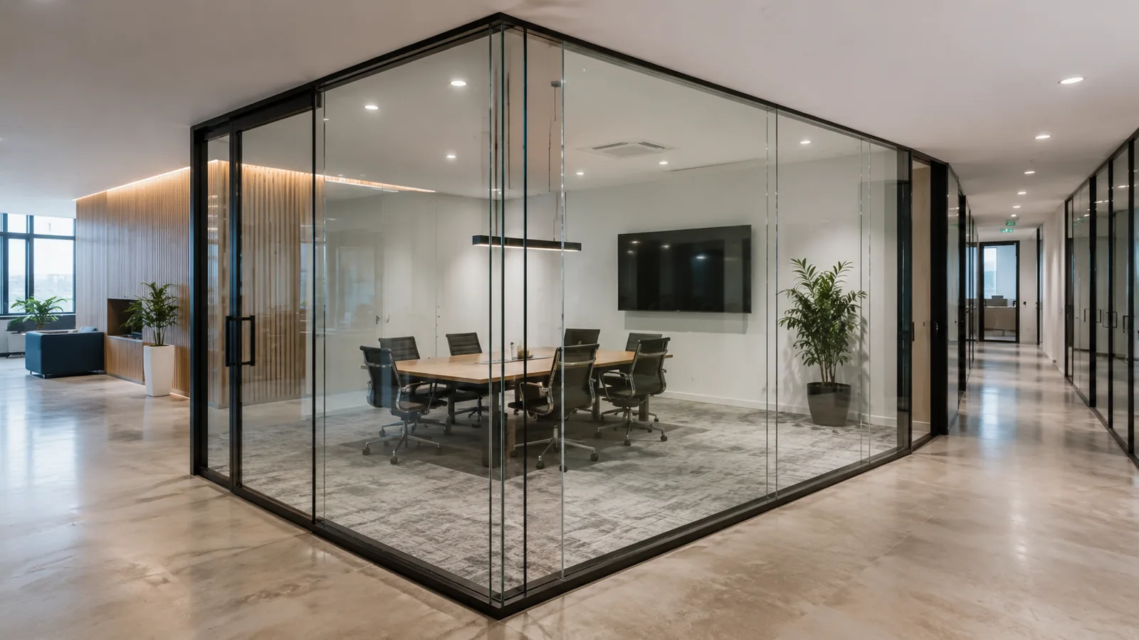 Sala de reuniones acristalada con doble acristalamiento en San Sebastián